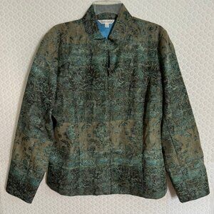 Vtg TravelSmith  Colorful Tapestry Jacquard Jacket- Pockets, Fully Lined Sz L
